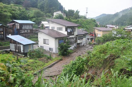 送橋川が増水している様子の写真