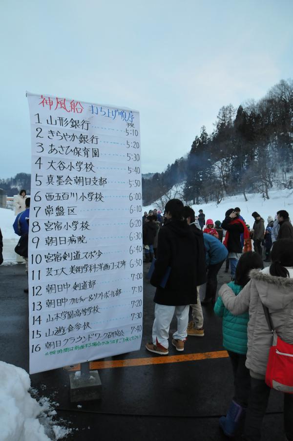 今年の参加団体と打ち上げ順序を写した写真