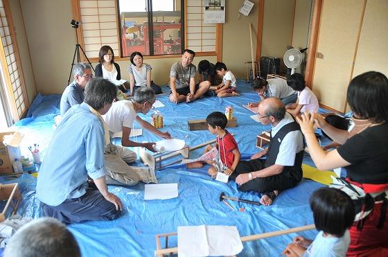 田楽ちょうちん作りの参加者の写真