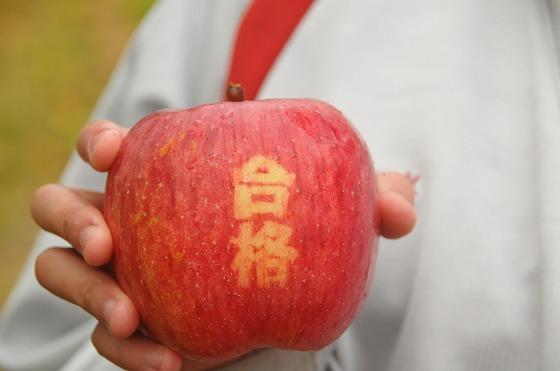 「合格」の文字がくっきり現れたりんごの写真