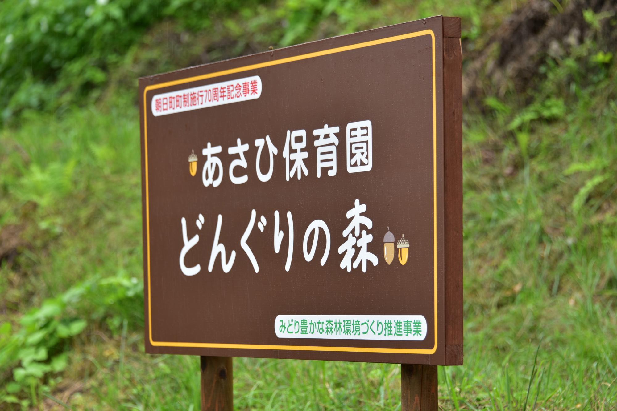 立てられた「どんぐりの森」の看板