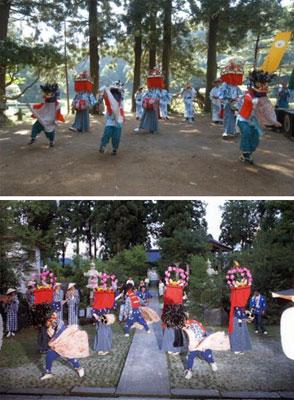 角田流獅子踊(かくたりゅうししおどり)（大谷・八ツ沼）の演舞風景の写真