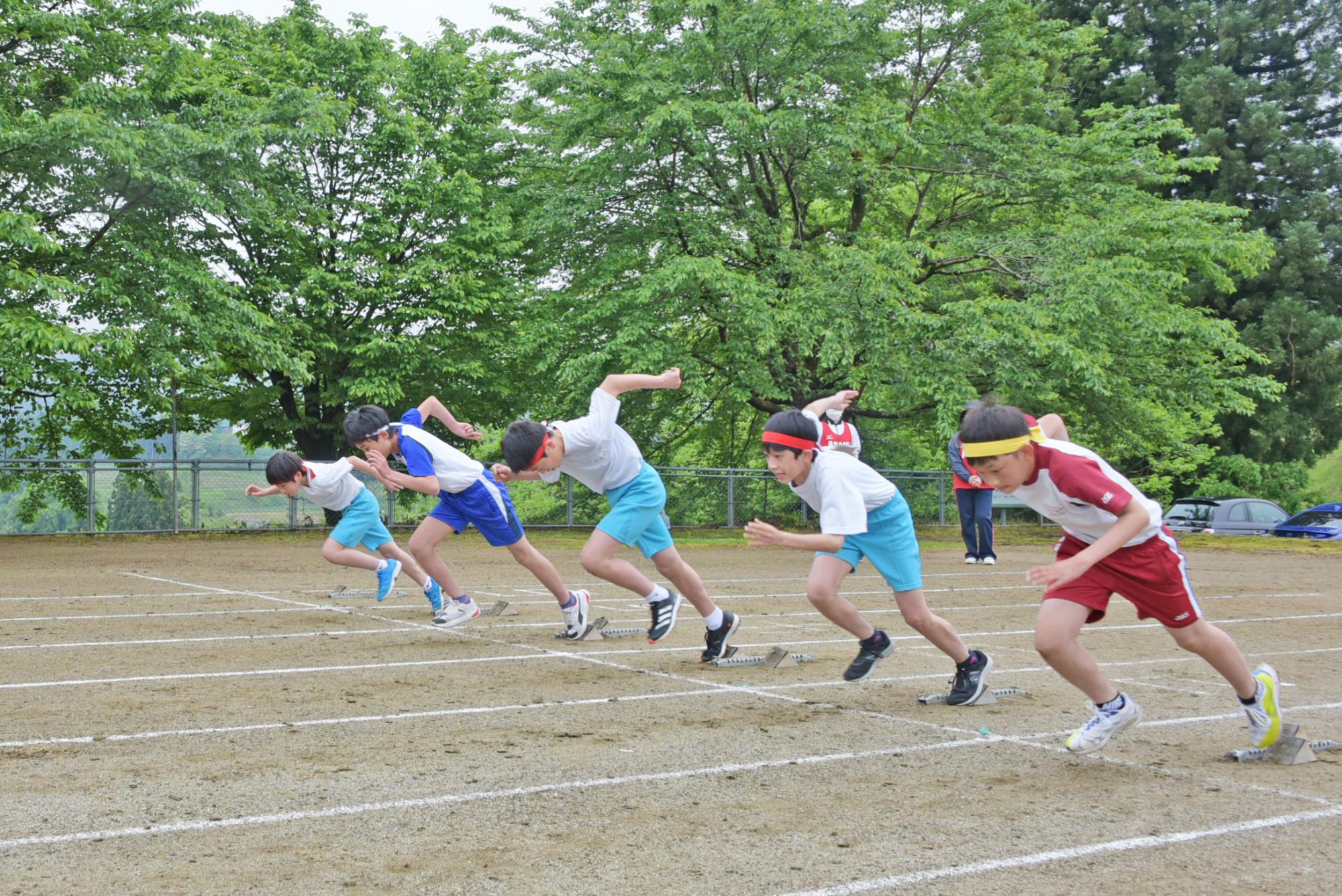 男子短距離走スタートの瞬間